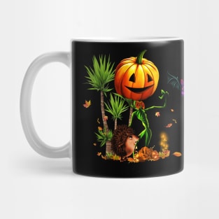 Funny pumpkin with bat Mug
